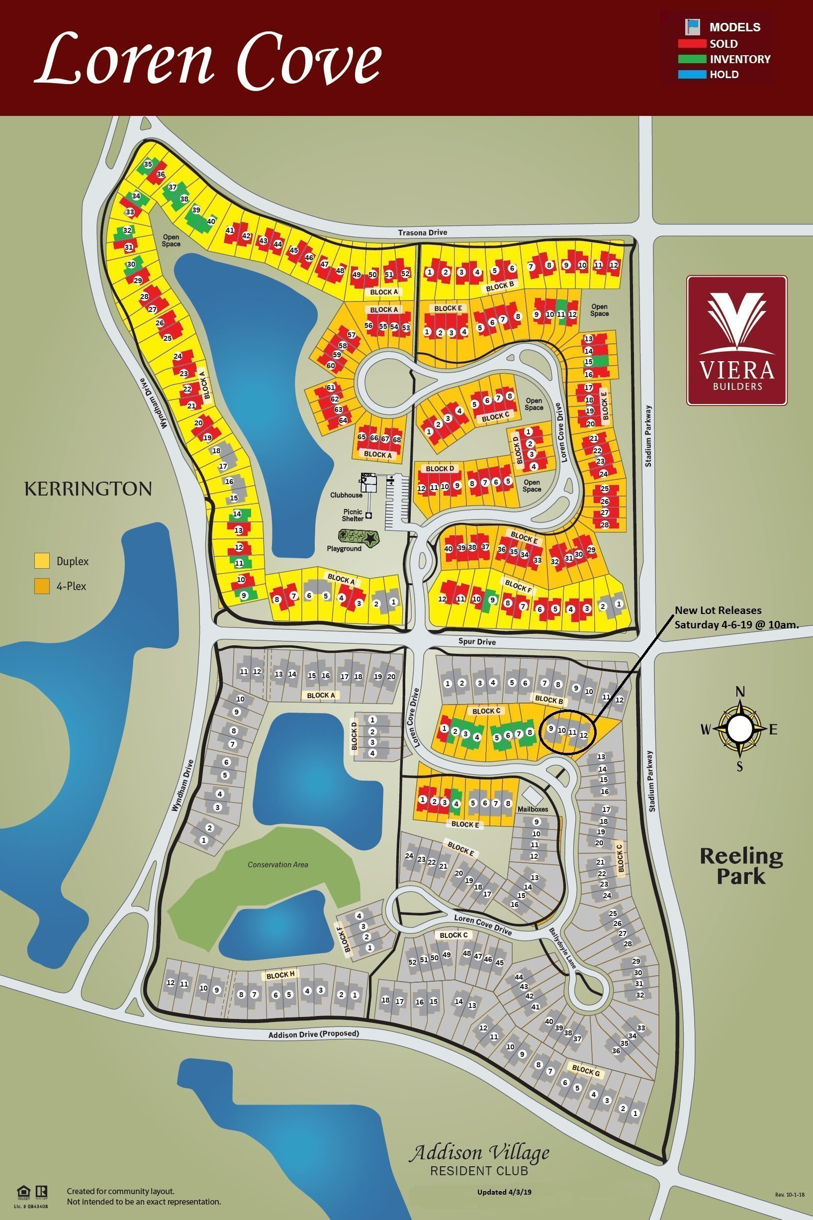 Loren Cove South Lot Release Map Viera FL 2019